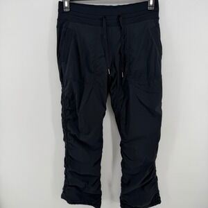 Lululemon‎ Studio Pant II Lined Womens 6 Black Ruched Yoga Travel Athleisure